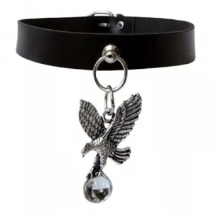 Choker de piele naturala Vultur in Zbor 2cm