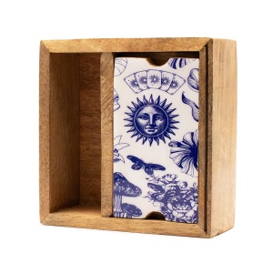 Cutie din lemn pentru Tarot cu 2 compartimente si suport pentru carte, 15 cm