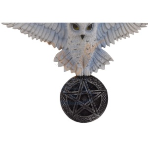 Decoratiune cu agatatoare pentru perete Bufnita cu Pentagrama 25cm - Img 4