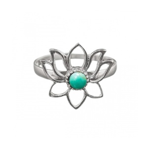 Inel din argint 925 Floare de Lotus cu Turcoaz – simbol al puritatii si echilibrului interior - Img 2