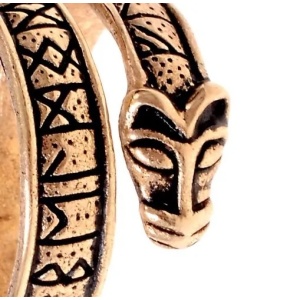 Inel din bronz Runic cu capete de lupi, reproducere istorica - Img 2