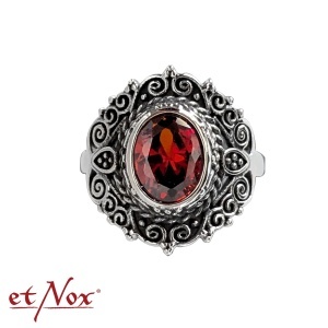 Inel din otel inoxidabil cu zirconiu rosu Ornament, latime 2 cm - Img 2