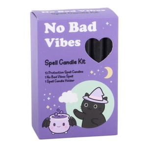 Kit ritualic de Protectie No Bad Vibes ( 12 lumanari Negre si suport in forma de Pentagrama ) - Img 3