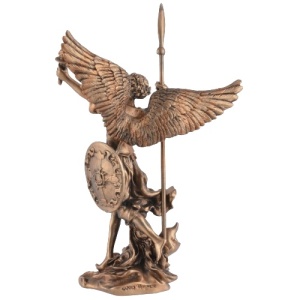 Mini statueta Arhanghelul Uriel, finisaj bronz, 10 cm - Img 2