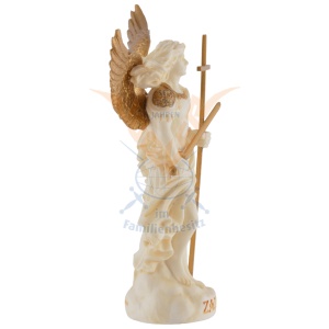Mini statueta Arhanghelul Zadkiel, finisaj alb marmura si auriu, 10 cm - Img 4