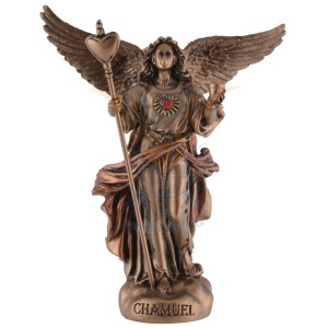 Mini statueta Chamuel, arhanghelul iubirii, finisaj bronz, 10 cm