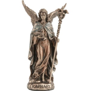 Mini statueta Rafael, arhanghelul vindecarii, finisaj bronz, 10 cm