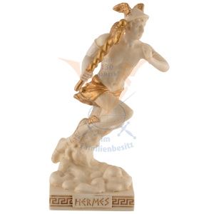 Mini statueta rasina cu finisaj alb marmura, mitologia greaca, Hermes, mesagerul zeilor