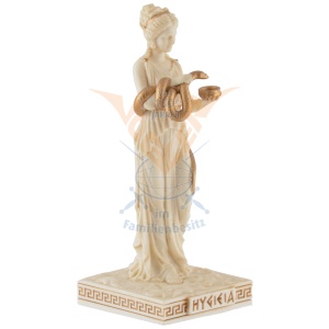Mini statueta rasina cu finisaj alb marmura, mitologia greaca, Hygieia, zeita sanatatii - Img 2