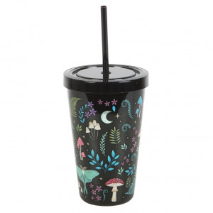 Pahar plastic cu pai Dark Forest, capacitate 500ml