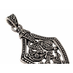 Pandantiv amuleta vikinga din bronz placat cu argint Garda 5.5 cm - Img 2
