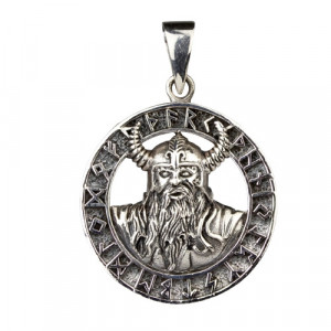 Pandantiv argint Amuleta Vikinga cu rune 2.5 cm - Img 1