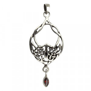 Pandantiv argint Nod Celtic cu zirconiu rosu 4,2cm