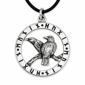 Pandantiv Corbii lui Odin din inox, Etnox – simbol al intelepciunii si cunoasterii, 2.8 cm