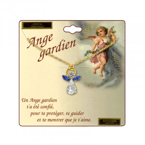 Pandantiv cu lantisor auriu Inger de Cristal - Ingerul lunii Decembrie ( Zirconiu Albastru) 3 cm - Img 2