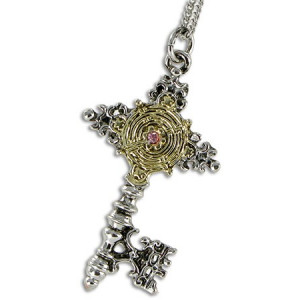 Pandantiv cu lantisor Cheia secreta, placat cu argint, talisman pentru cunoastere, 3.7 cm - Img 4