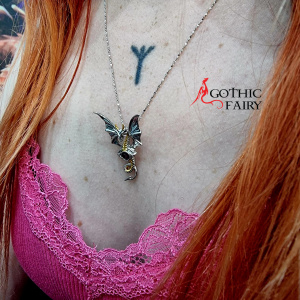Pandantiv cu lantisor din argint Dragonul ceresc - Anne Stokes - Img 3