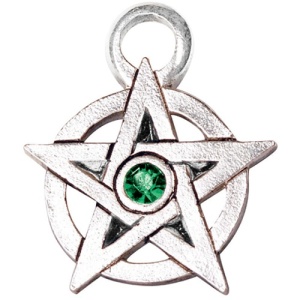 Pandantiv cu lantisor in cutie cadou Pentagrama Jewelled cu cristal verde - Img 2