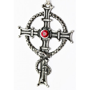 Pandantiv cu lantisor si piatra rosie, in cutiuta cadou, Celtic Sorcery - Crucea Sf Columba