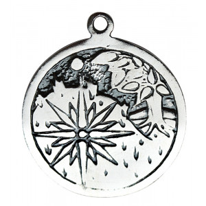 Pandantiv cu lantisor Sidhe, placat cu argint, talisman zodiac celtic ( 17 Mai - 8 Iunie) , 2.5 cm