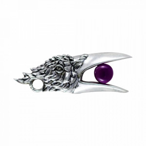 Pandantiv cu lantisor Witches Familiars - Corb, placat cu argint, talisman pentru inteligenta, 5.5 cm
