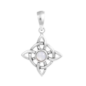Pandantiv din argint Nodul Vrajitoarelor cu Sidef, talisman pentru protectie, 1.6 cm