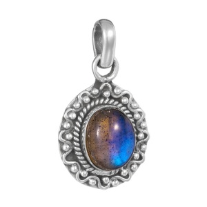 Pandantiv elegant din argint cu Labradorit oval Taina Destinului 19 mm