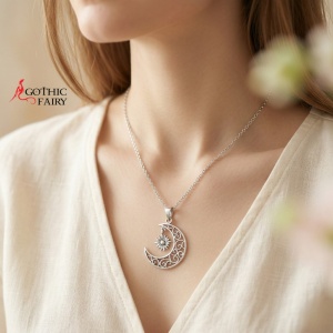 Pandantiv Luna si Soare din Argint – Talisman pentru Protectie si Echilibru, 2.5 cm - Img 2