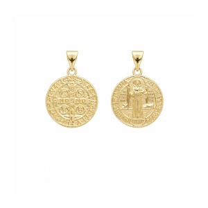 Pandantiv Medalia Sfantului Benedict placat cu aur de 14K – protectie si credinta, 16 mm