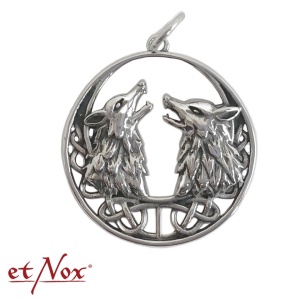 Pandantiv otel inoxidabil Lupi cu nod celtic 3.2cm - Img 1