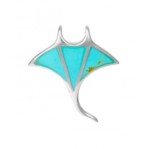Pandantiv Pisica de mare, argint cu turcoaz – gratie si putere linistita, 2.2 cm