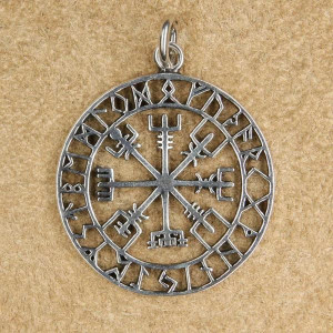 Pandantiv viking argint Vegvisir 4.8cm - Img 2