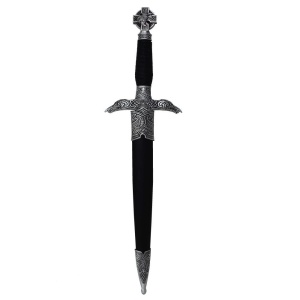 Pumnal Decorativ Medieval cu Corbi si Cruce Celtica, 41 cm - Img 3