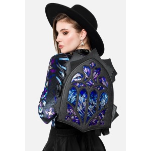 Rucsac gotic din piele ecologica cu efect 3D de vitraliu Fractured Light - Img 3