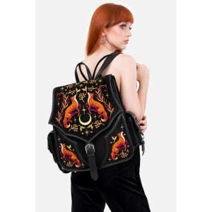 Rucsac gotic din piele intoarsa ecologica cu broderie Mystic Fox - Img 4