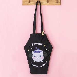 Sacosa tote bag in forma de sicriu Candy Cauldron - Kawaii, cu insigna Luna - Img 4
