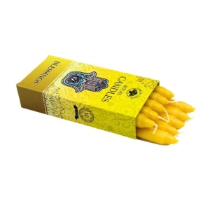Set 10 lumanari galbene Green Tree pentru ritualuri de incredere, ceara naturala, 13.5x1.5 cm - Img 2