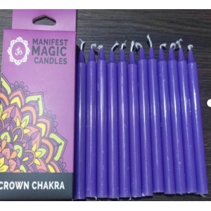 Set 12 lumanari violet pentru ritualuri de intelepciune, 12x1.2 cm - Img 3