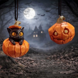 Set 2 decoratiuni suspendate Halloween Pumpkin and Patch 7,7 cm - Whisper Wood - Img 7