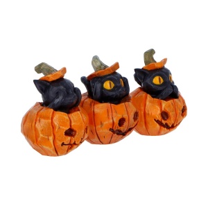 Set 3 figurine pisici negre in dovleci Three Wise Pumpkin Patch 7,7 cm - Img 3