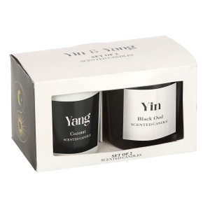 Set doua lumanari parfumate cu aroma de cocos si lemn de agar Yin & Yang - Img 1
