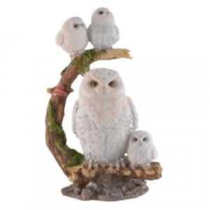 Set statuete Familia de Bufnite de zapada - Mama si puii 32 cm