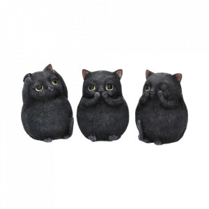 Set statuete Trei pisicute grase intelepte 8.5 cm - Img 1