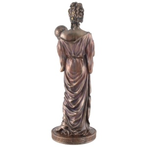 Statueta bronz si rasina, mitologie greaca, muza Urania 23cm - Img 5