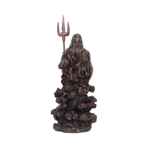 Statueta bronz si rasina, mitologie greaca, zeul marii Poseidon 18.5cm - Img 3