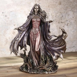Statueta bronz si rasina vrajitoarea Morgana le Fay - artist Monte M.Moore 29 cm - Img 2