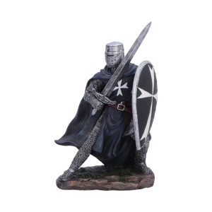 Statueta Cavaler Ospitalier Negru – decor medieval gotic, 17.3 cm - Img 1