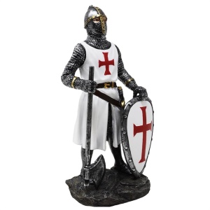 Statueta Cavaler Templier cu Topor si Scut, 18,5 cm - Img 2