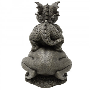 Statueta de gradina dragonel si broscuta, Prietenie Neobisnuita, 27cm - Img 3