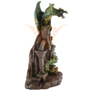 Statueta Dragon decorativ verde pe arcada antica, Hissing Dragon, 17 cm - Img 3